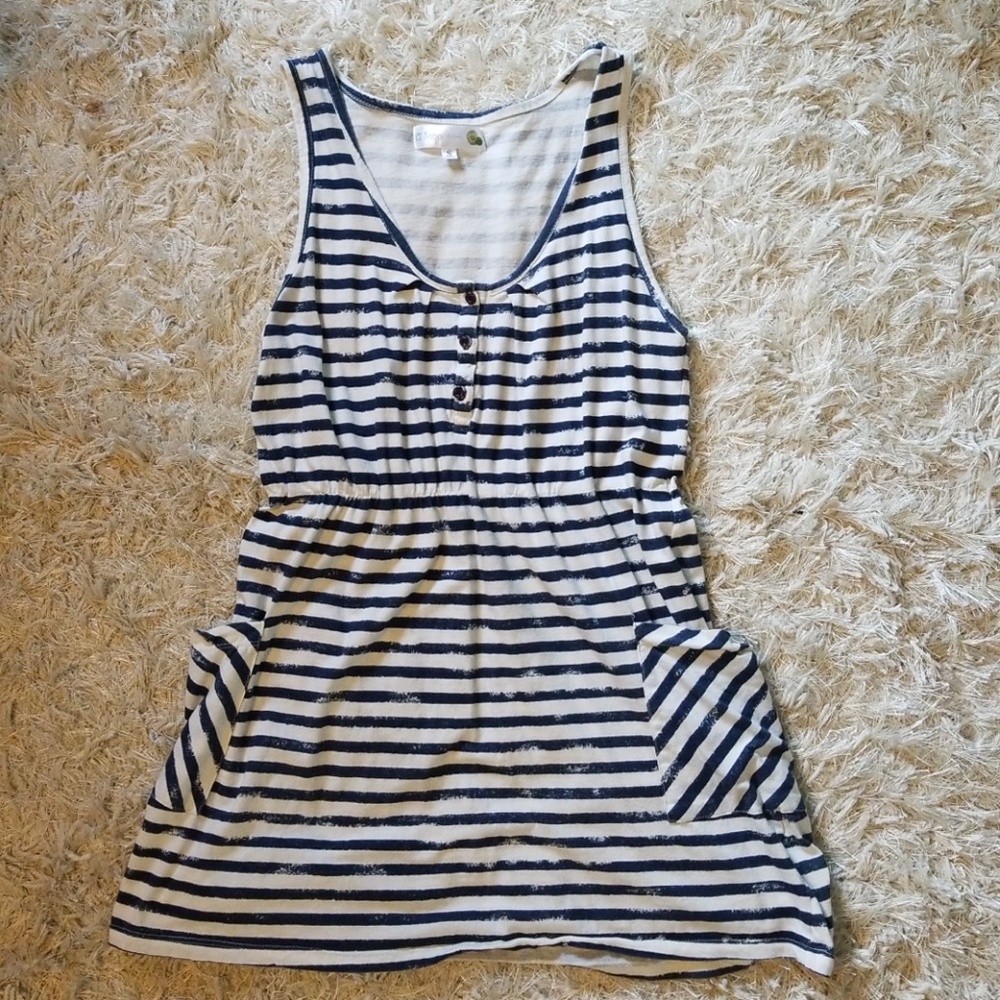 Blue and white striped dress